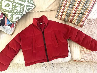 Buy Red Corduroy Puffa Puffer Coat Jacket Urban Outfitters Size XS Oversized • 15£