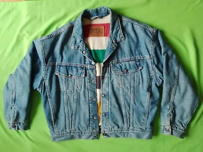 Buy Vintage Reversible Levis Hudson Bay Blanket Lined Denim Jean Jacket Medium Size • 160£