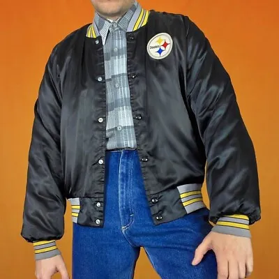 Buy Vintage NFL Pittsburgh Steelers Varsity Bomber Jacket American Football 80s 90s • 32£