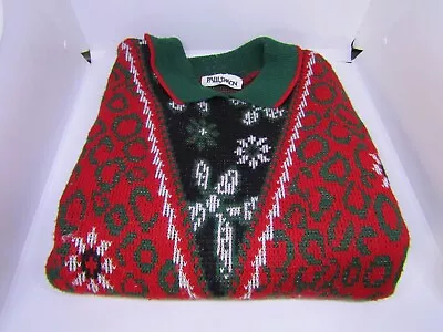 Buy Vintage Ladies Christmas Jumper - Paul Simon 1980's Nylon Sweater With Collar  • 6.99£