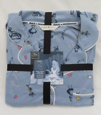 Buy Ladies Marks And Spencer Disney Blue Mix Alice In Wonderland Long Pyjamas Size L • 19.50£