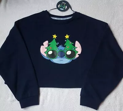 Buy Disney Stitch Womens Pullover  Christmas Navy Sweatshirt Primark.Size L. 14/16 • 12.76£