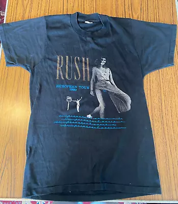 Buy Used Rush Black T Shirt Vintage Rock T Shirt Medium European Tour 1980 • 35£