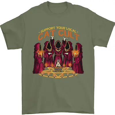Buy Cat Cult Evil Feline Devil Worship Satanic Mens T-Shirt 100% Cotton • 10.48£