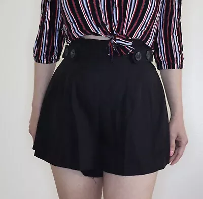 Buy Black Mom Shorts Buttons E-girl Emo High Waist Grunge Vintage • 15.56£