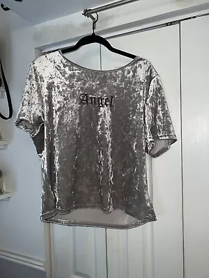 Buy Forever 21 Plus Grey Velour Angel Shirt 2X Good Condition • 2.89£