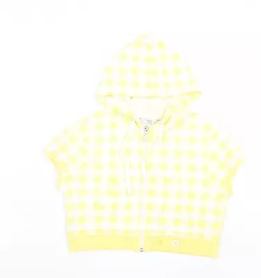Buy New Look Womens Yellow Plaid Cotton Full Zip Hoodie Size 12 Zip - Cropped • 5.50£