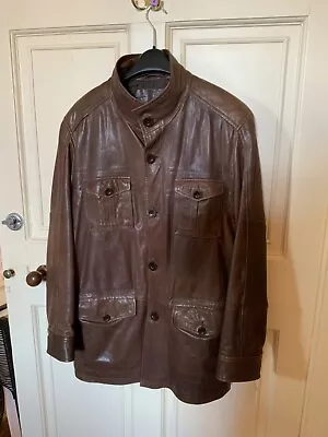 Buy DESIGNER John ROCHA LEATHER JACKET NEW UNUSED IMMACULATE SOFT CHOCOLATE BROWN L • 28£