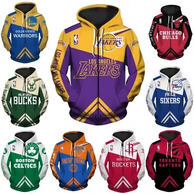Buy Basketball Lakers Warriors Zip Up Coat Jacket Hoodies Sweatshirt Jumper Top Gift • 16.79£