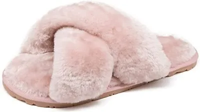 Buy Crazy Lady Women's Fuzzy Cross Band Slippers Criss Cross House Shoes • 5.68£