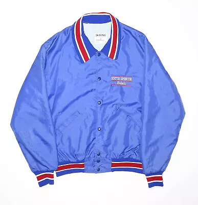 Buy Vintage DeLONG Mens USA Sports College Blue 80s USA Woven Bomber Jacket L • 25.99£