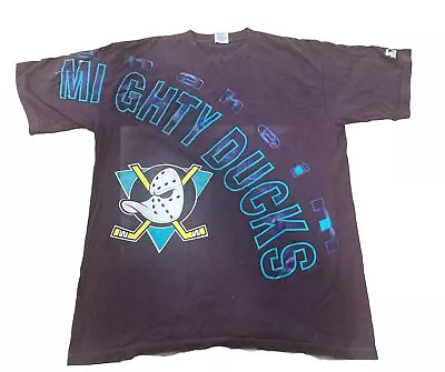 Buy Vintage Starter Anaheim Mighty Ducks T Shirt L DAMAGED • 10£