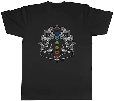 Buy Chakra Symbols Mandala Flower Yoga Meditation Mens Unisex T-Shirt Tee Gift • 8.99£