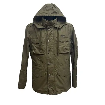 Buy Jacket Hooded Man Aeronautica Militare Tricolour Arrows AB2154 Green G • 255.09£