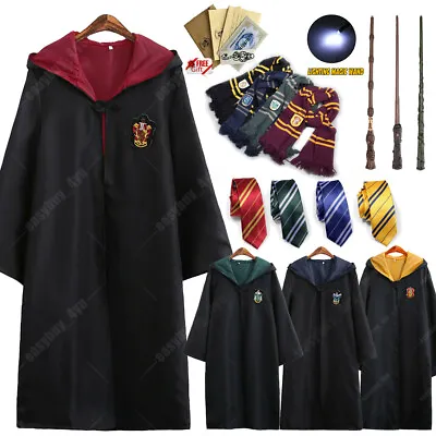 Buy UK Harry Potter Gryffindor Ravenclaw Slytherin Robe Cloak Tie Costume Wand Scarf • 8.59£