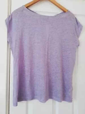 Buy Mint Velvet T- Shirt 100% Linen Lilac Cross Back Size M • 6.99£