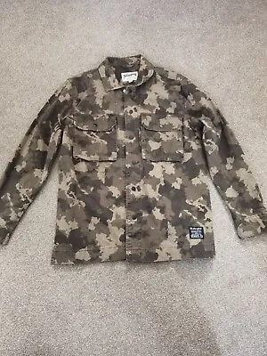 Buy Primark LA Stronghold Camouflage Green Denim Jacket Men S Clothing Unisex Size S • 14.99£