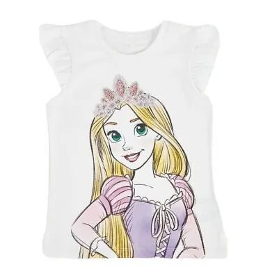Buy 💖 Bnwt Girls Disney Princess Rapunzel Sequin Frill T-shirt Top Age 18-24 Mths • 5.99£