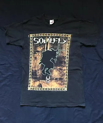 Buy Soulfly Black T-shirt Small S Rare Vintage Sepultura Slipknot Metal 00's 2000's • 50£