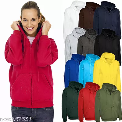 Buy Ladies Loose Fit Hoodie Zip-Up Jacket Unisex Plus Size UK 10 To 28 *UK STOCK* • 17.95£