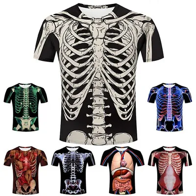 Buy Unisex Skeleton Splanchna Casual Women Men T-Shirt 3D Print Short Sleeve Tee Top • 3.11£