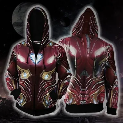 Buy Iron Man Hoodie 3D Printed Hooded Full Zip Sweatshirt Jacket Coat Party Tops UK • 26.41£