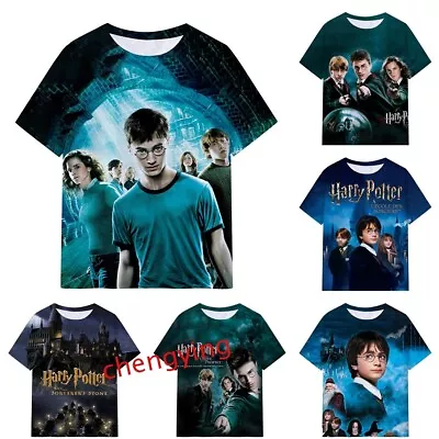 Buy 3D Kids Boys Harry Potter T-Shirt Casual Short Sleeve Tee Pullover Top Gift UK • 6.99£