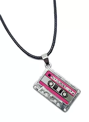 Buy Tape Cassette Pendant Necklace Audio Love 80's Cord Lace Nostalgic Jewellery • 3.43£