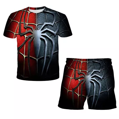 Buy Kids Boys 3D Spiderman T-shirt Top Shorts Swim Beach Trunks Outfit Tracksuit • 6.88£