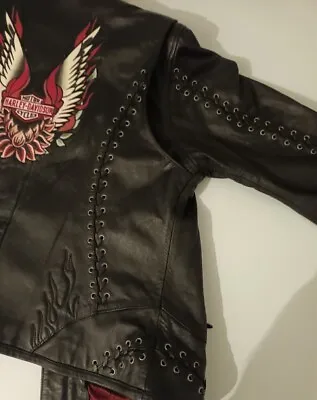Buy Harley Davidson Official 'Gypsy Road' Leather Biker Jacket - Women's XL- Size 16 • 160£