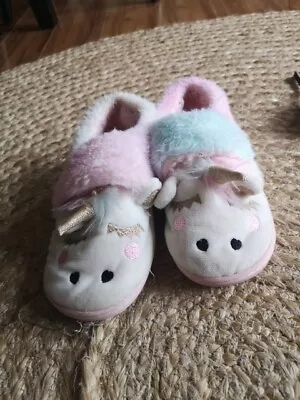 Buy Unicorn Slippers Size 1 With Hoop And Loop Strap Closure - Pink Gold • 1.99£