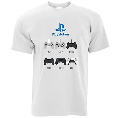 Buy Playstation History Of Controllers T-Shirt, Retro Games Console PS1 To PS5 *New* • 14.50£