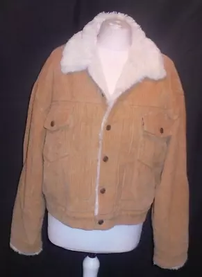 Buy Ladies Size Large Levis Straus Light Brown Corduroy Faux Fur Lined Jacket • 24.99£