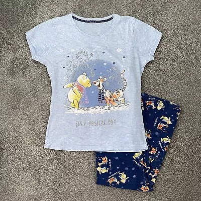 Buy Ladies Winnie The Pooh Blue Magical Day Pyjamas - T-Shirt/Trousers - Size 8-10 • 3.99£