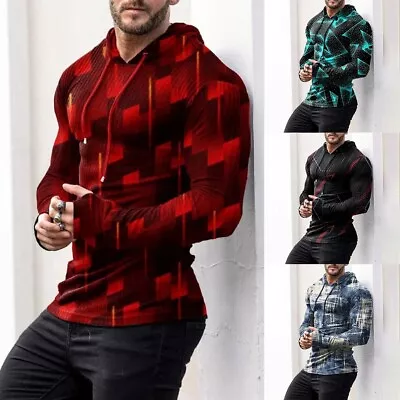 Buy Fashionable Men's Streetwear Print Pullover Hoodies Hooded Jumper Tops • 14.54£