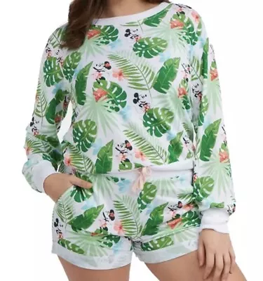 Buy Disney Mickey & Minnie Tropical Hideaway Long Sleeve Top & Shorts Size Large • 34.99£