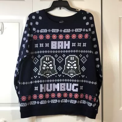 Buy Sweater Size Juniors XXL Blue Star Wars Bah Humbug Darth Vader Ugly • 16.09£