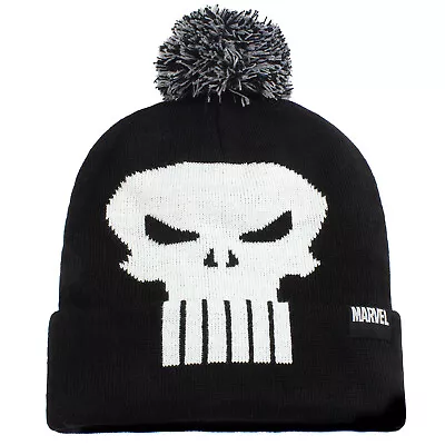 Buy Marvel - Punisher Skull Logo Black Pompon Beanie • 19.19£