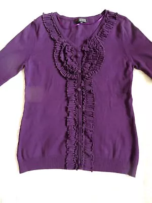 Buy Sky Designs Purple Ruffled V Neck Long Sleeve Jumper Sweater Top Size 2 - 12-14 • 14.99£
