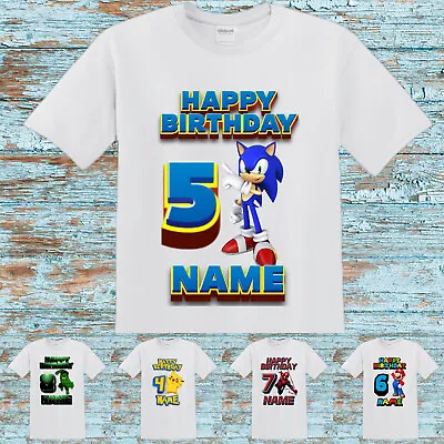 Buy New Cool Personalised Kids Birthday Party T-shirt Boy Gift Any Number 3-14yer • 10.99£