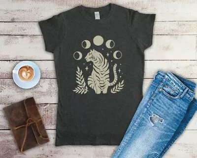 Buy Moon Phases Boho Tiger Celestial Ladies Fitted T Shirt Sizes Small-2XL • 12.49£