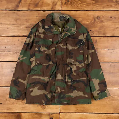 Buy Vintage Military Jacket S 90s M65 Field Cold Weather Camouflage Multicoloured • 58.31£