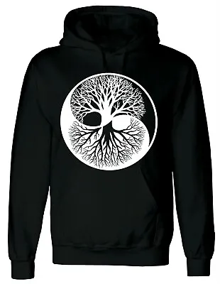 Buy YIN YANG YGGDRASIL TREE Black Hoody Peace Tree Of Life Celtic Tribal Tattoo Hood • 19.99£