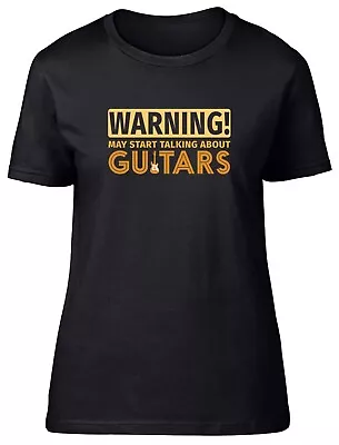 Buy Warning Guitars Womens T-Shirt Guitarist Musician Rock Band Song Ladies Gift Tee • 8.99£