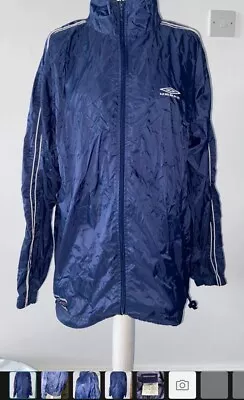 Buy Umbro Navy Rain Zip Up Jacket Hidden Hood Size M  • 7£