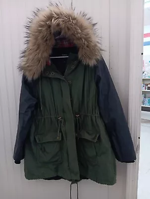 Buy Torrid Jacket Womens 1 XL Green Hooded Faux Fur Hood Full Zip  • 36.85£