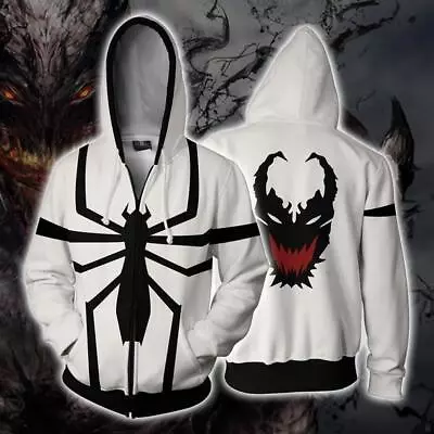Buy Anime Venom Spider-Man Sweatshirt Hooded Zipper Jacket Coat Cosplay Costume • 30.35£