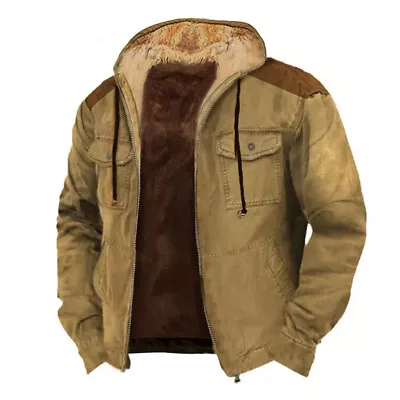 Buy Mens Fleece Fur Thick Hooded Jacket Coat Zip Warm Hoodie Sweatshirt S-4XL SIZES. • 35.40£