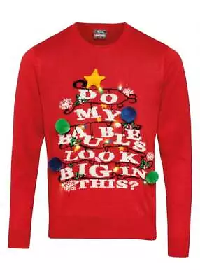 Buy Christmas Shop Adults 3D  Do My Baubles Look Big In This?  Light Up Jumper • 14.99£