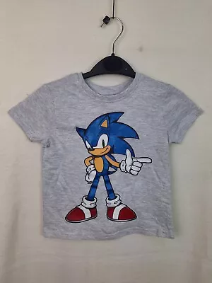Buy Sonic The Hedgehog Printed Grey Short Sleeve T-Shirt Size 2y Unisex  • 7.95£